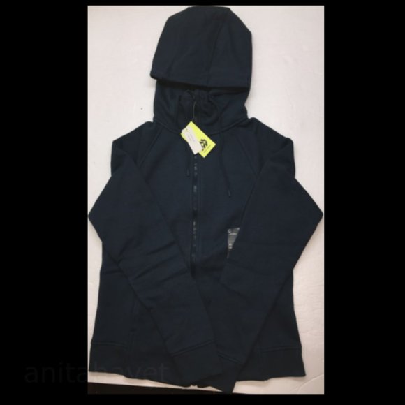 All in Motion Women's Fleece Full Zip Hooded Sweatshirt XS Navy Teal - Picture 2 of 2